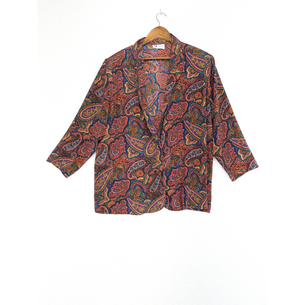 Vintage Maggie Sweet Women's Button Top Blouse Red Floral Paisley Petite 1X